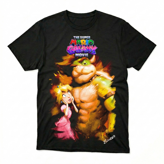 Playera Unisex Personalizada Bowser & Peach - Color Negra