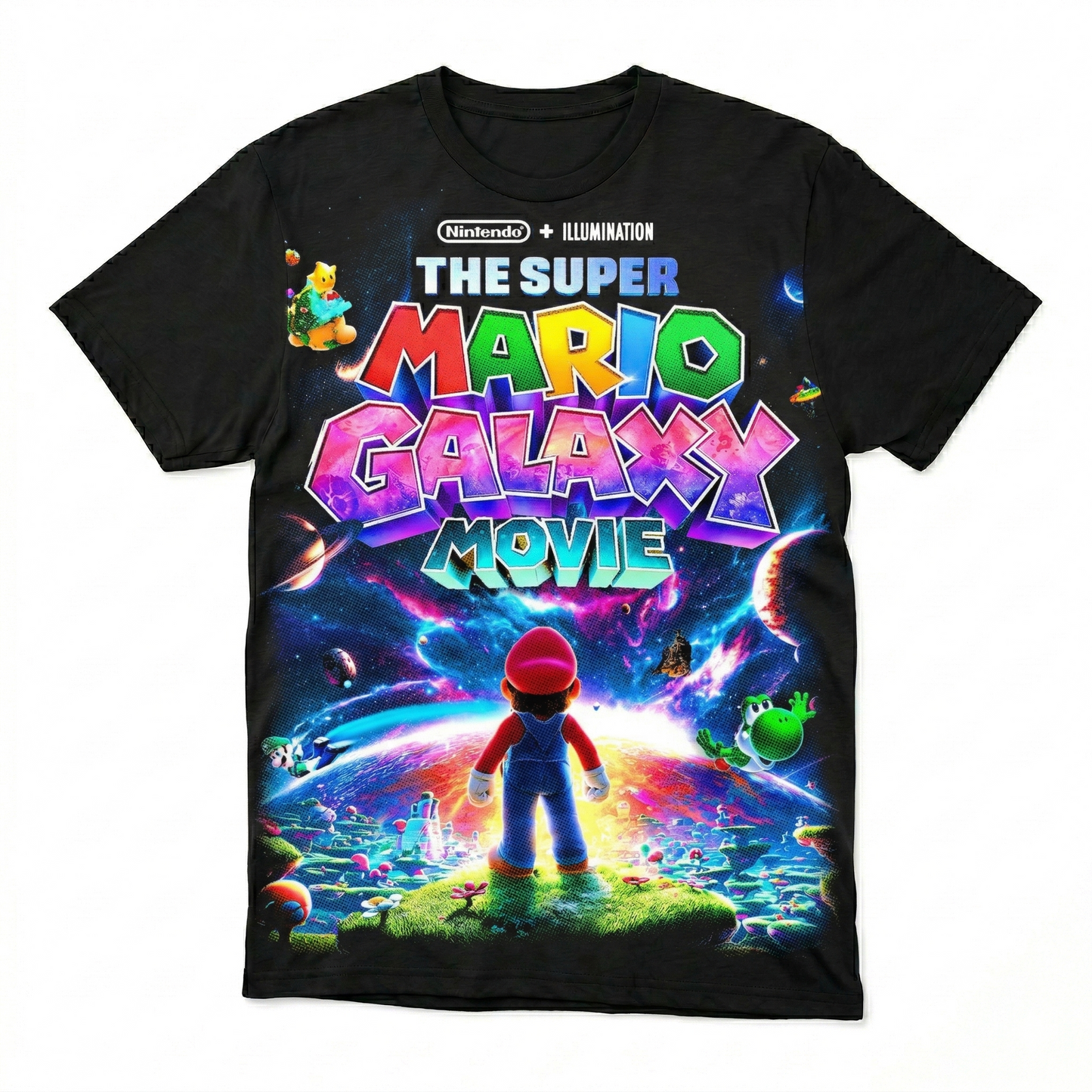 Playera Unisex Personalizada Mario Galaxy - Color Negra