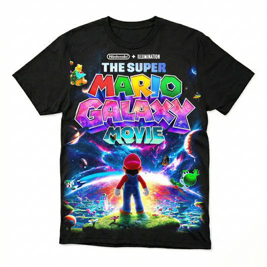 Playera Unisex Personalizada Mario Galaxy - Color Negra