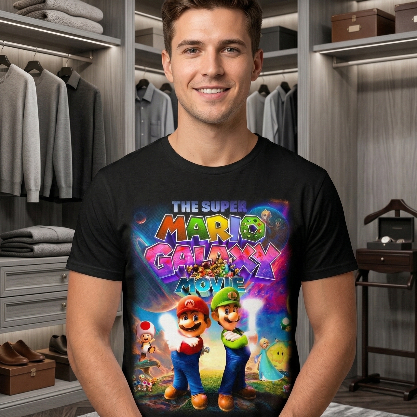 Playera Unisex Personalizada Mario & Luigi - Color Negra