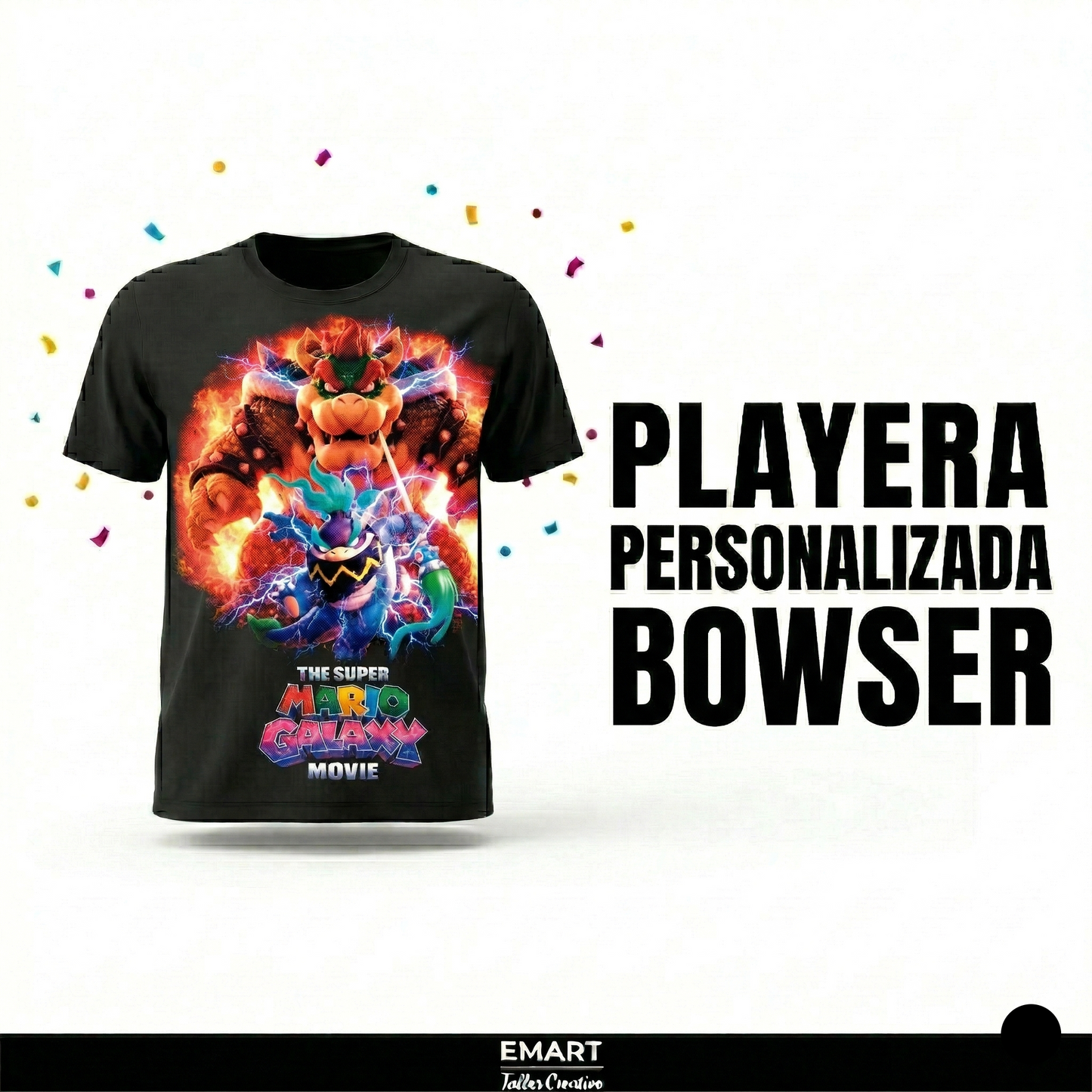 Playera Unisex Personalizada Bowser - Color Negra