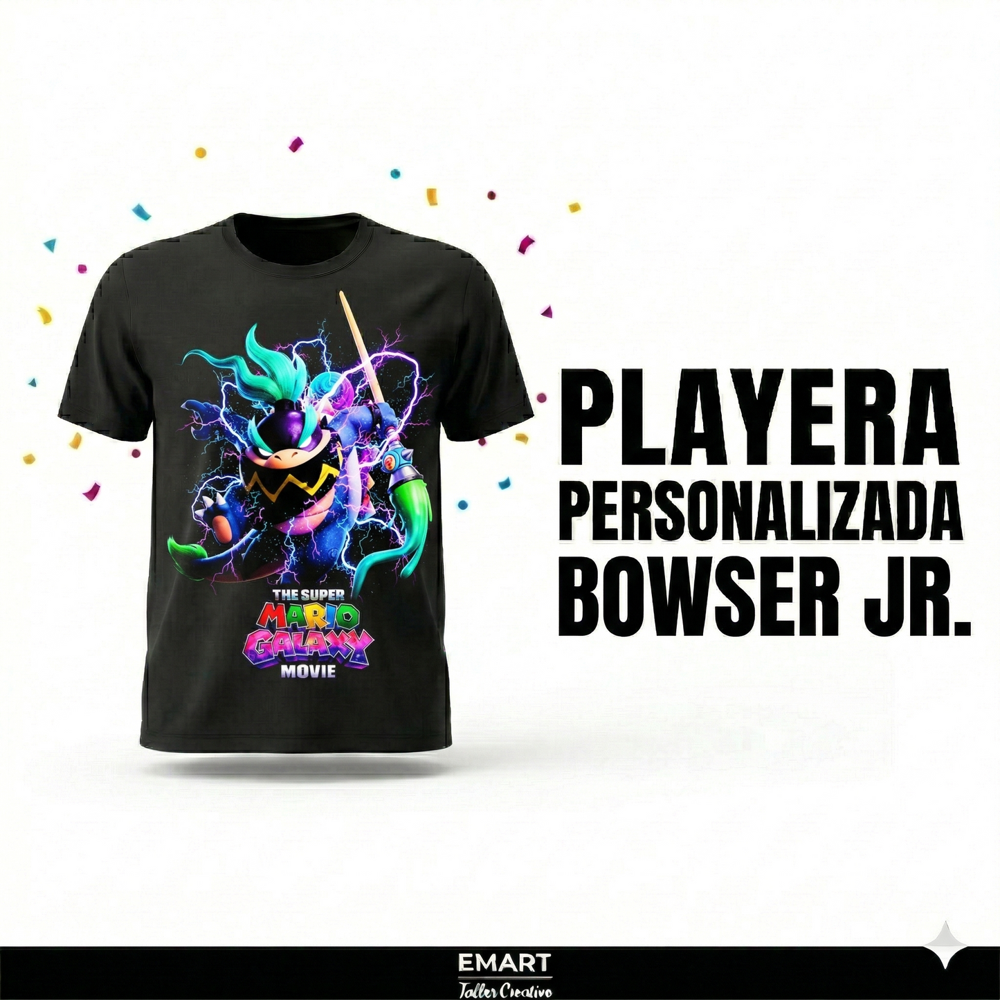 Playera Unisex Personalizada - Bowser Jr. - Color Negra