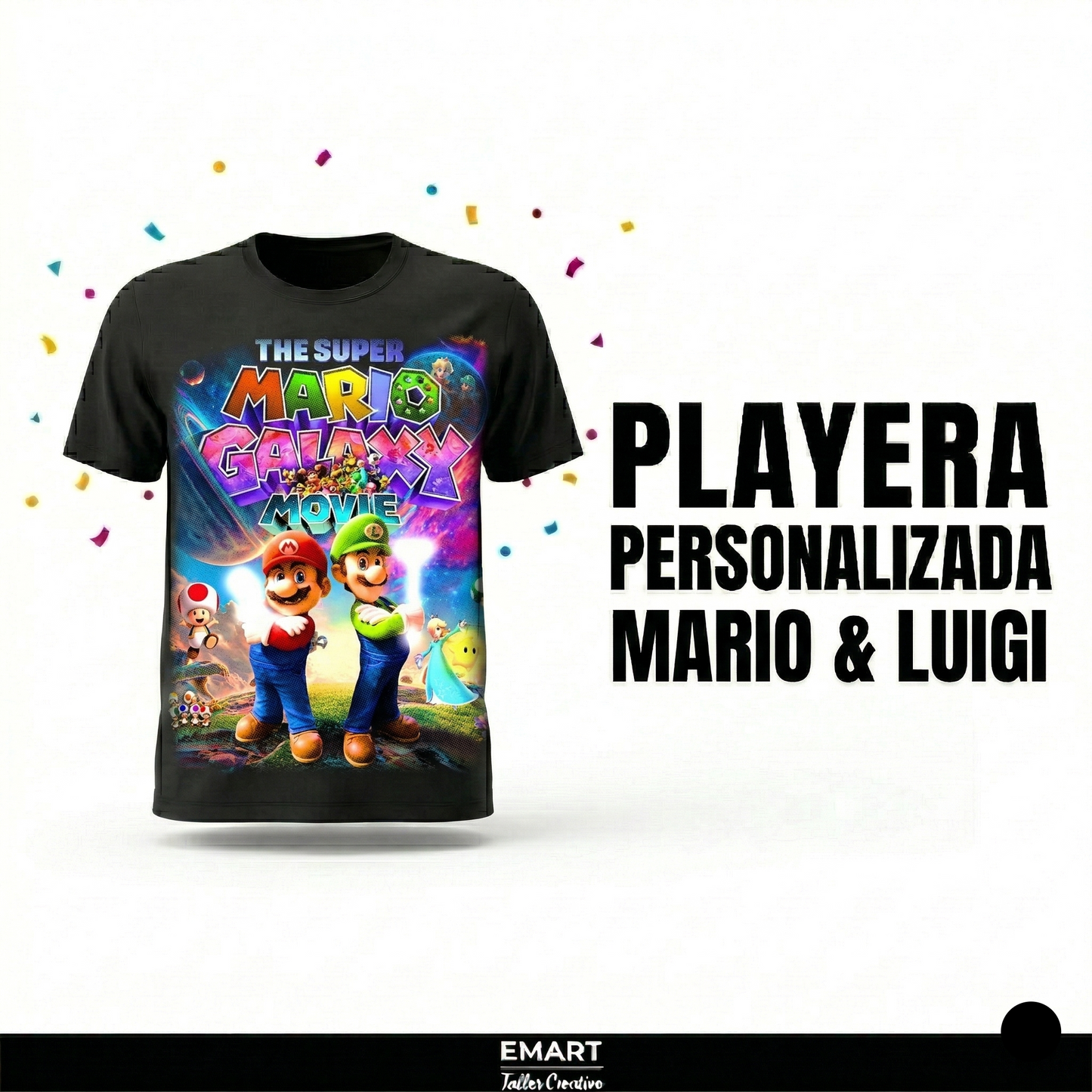 Playera Unisex Personalizada Mario & Luigi - Color Negra