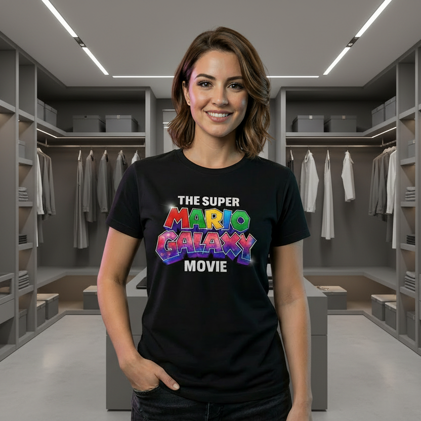 Playera Unisex Personalizada Mario Galaxy - Color Negra