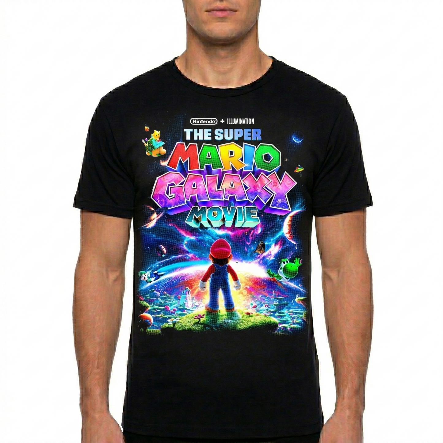 Playera Unisex Personalizada Mario Galaxy - Color Negra